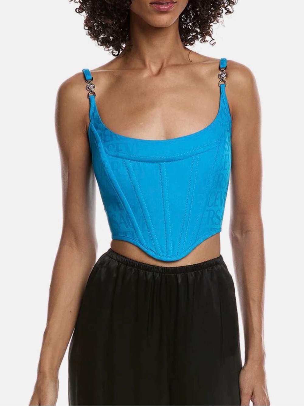 Versace Collection Bright Blue Corset Crop Top